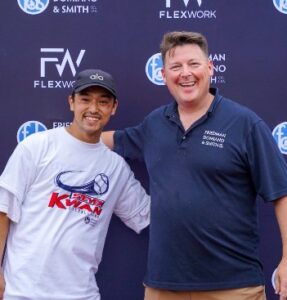 marco with steven kwan at baseball camp