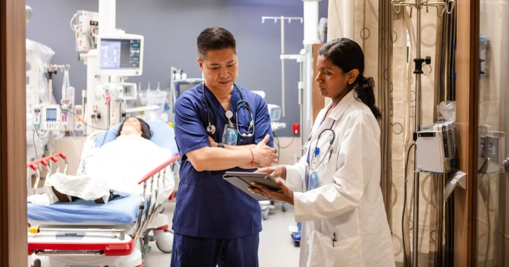 Healthcare professional in emergency room