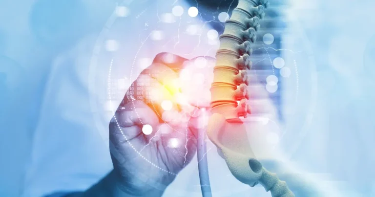 doctor pointing to vertebrae on anatomic spine model